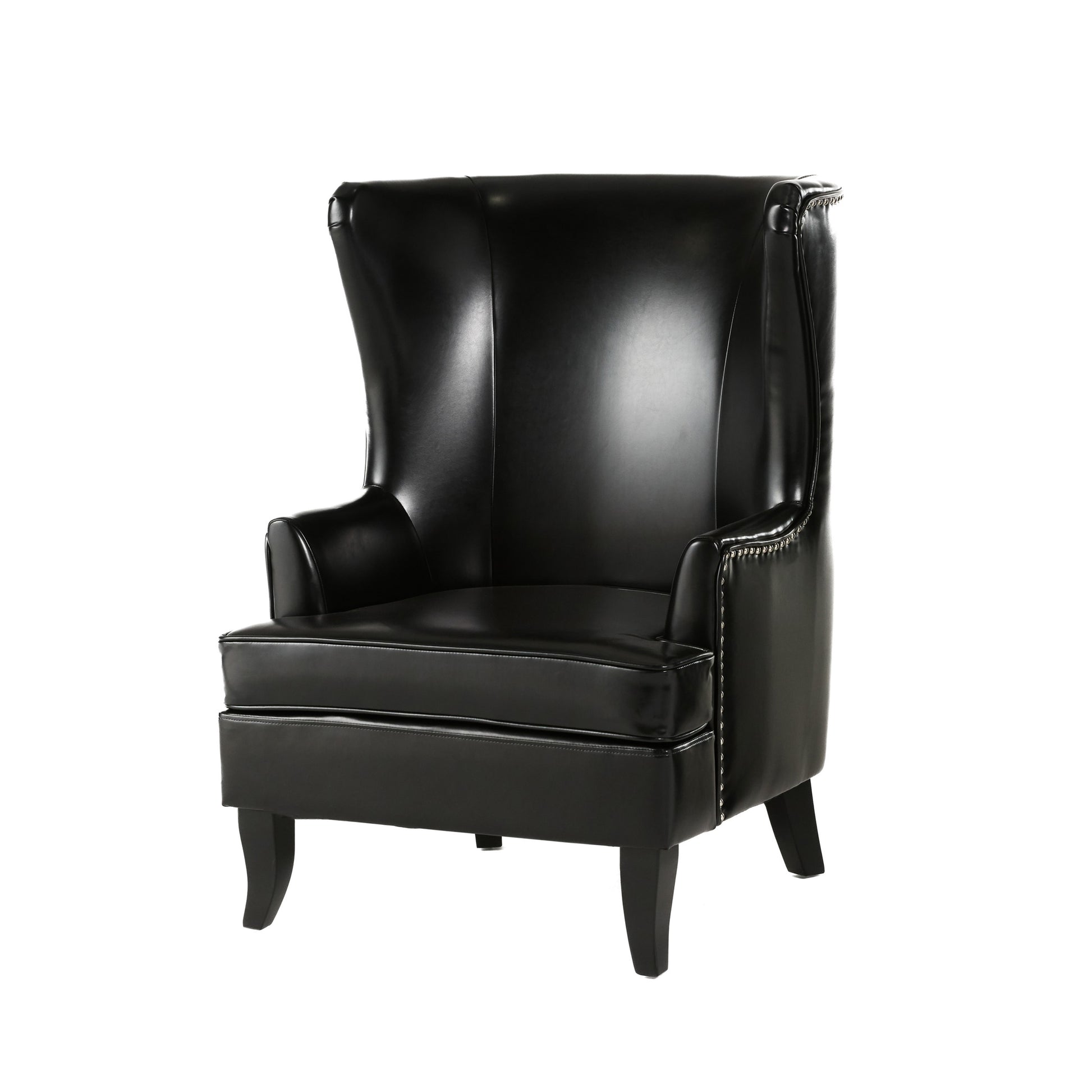 Canterbury Hi Back Wing Chair Black Leather