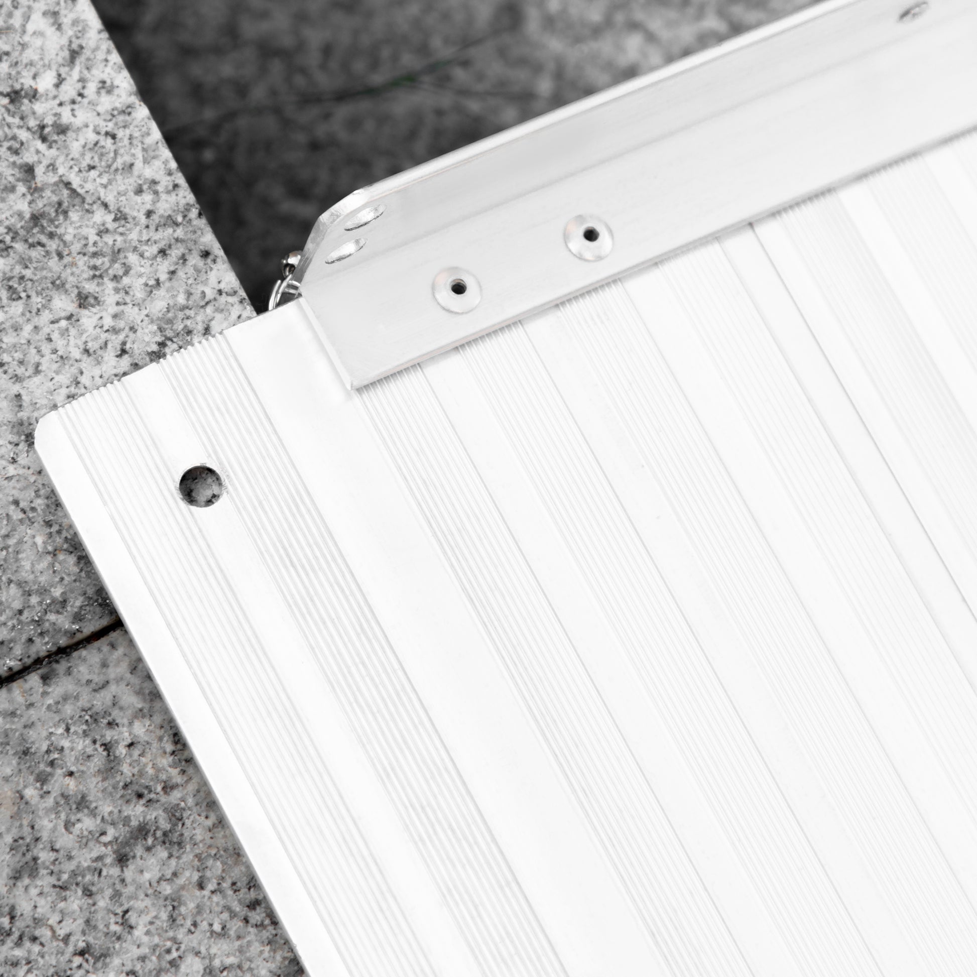 Textured Aluminum Portable Wheelchair Ramp For Home, Steps, Doorways, Foldable Handicap Ramp 2', Threshold Ramp With Durability For Strong Load Bearing Silver Aluminum