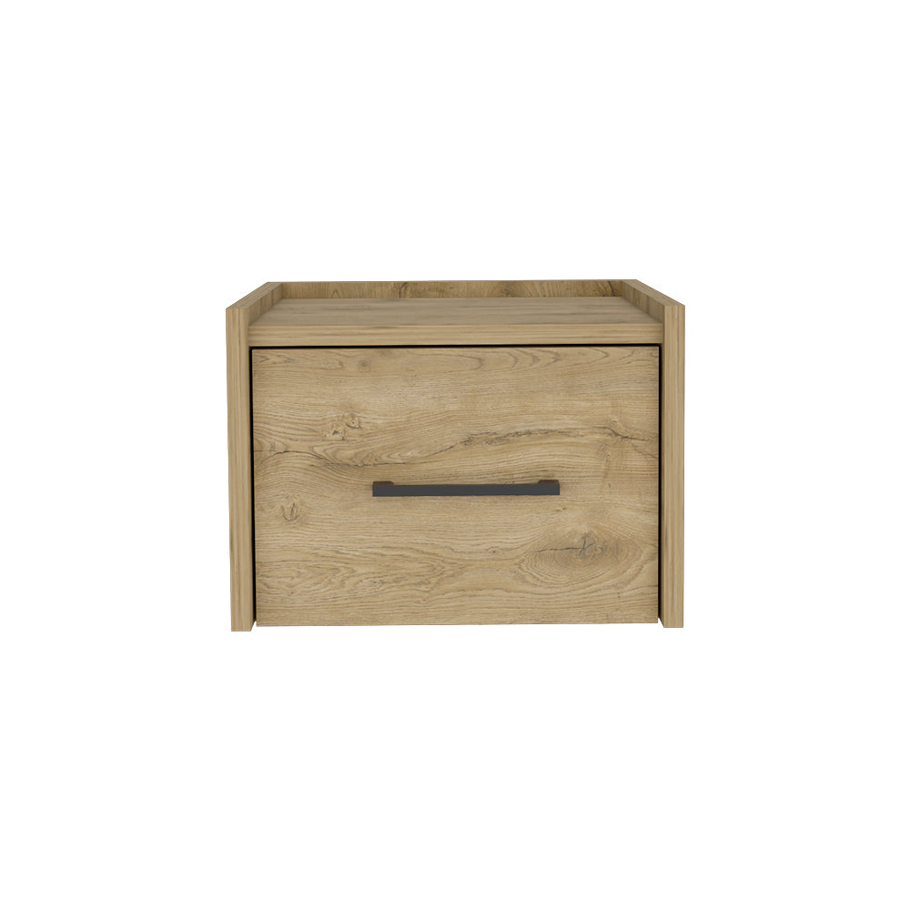 Floating Nightstand Calion, Bedroom, Macadamia Beige Particle Board Engineered Wood