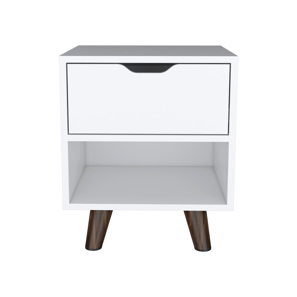 Nightstand Carleen, Bedroom, White White Particle Board Engineered Wood