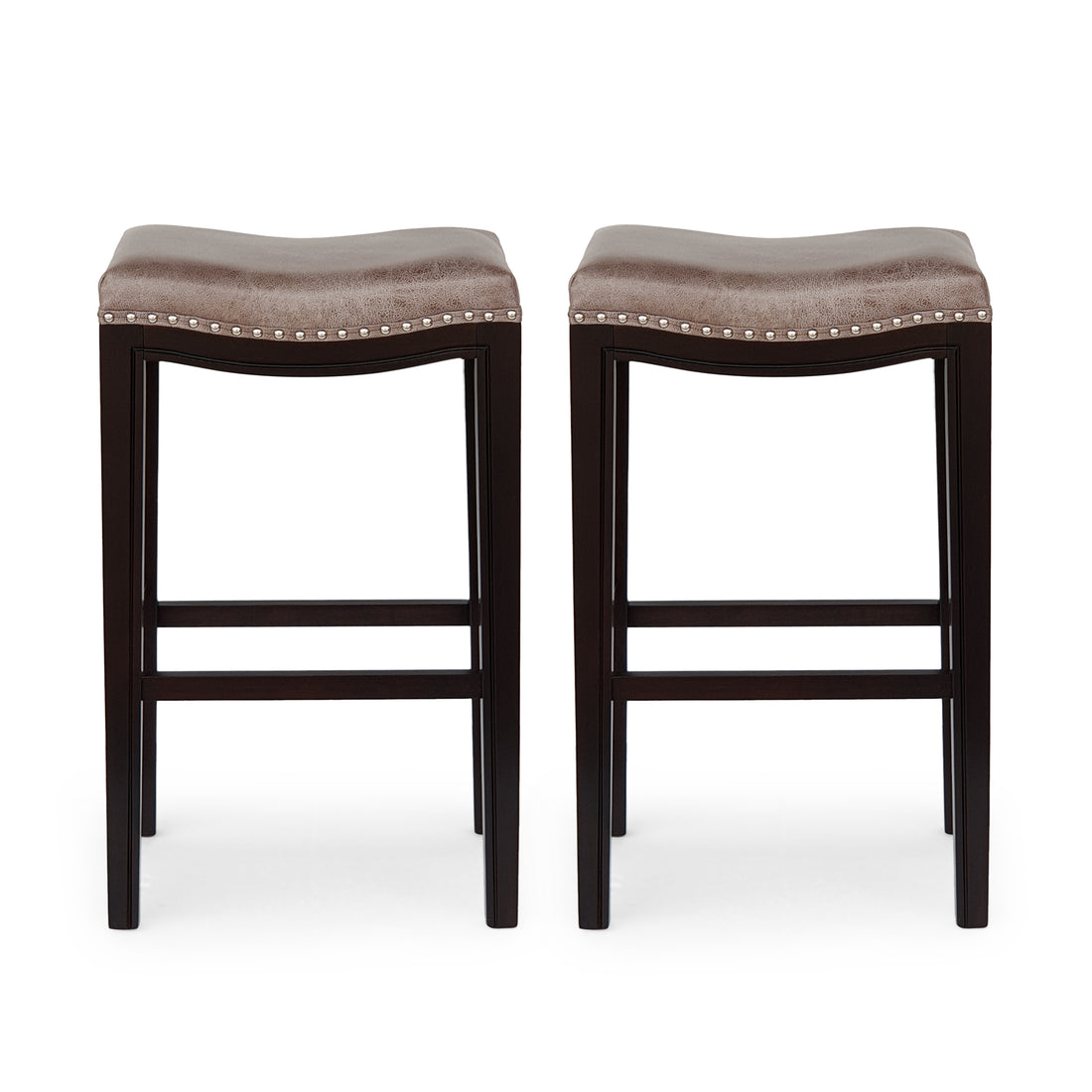 Tiffin Studded Barstool Mp2 Set Of 2 Grey Fabric