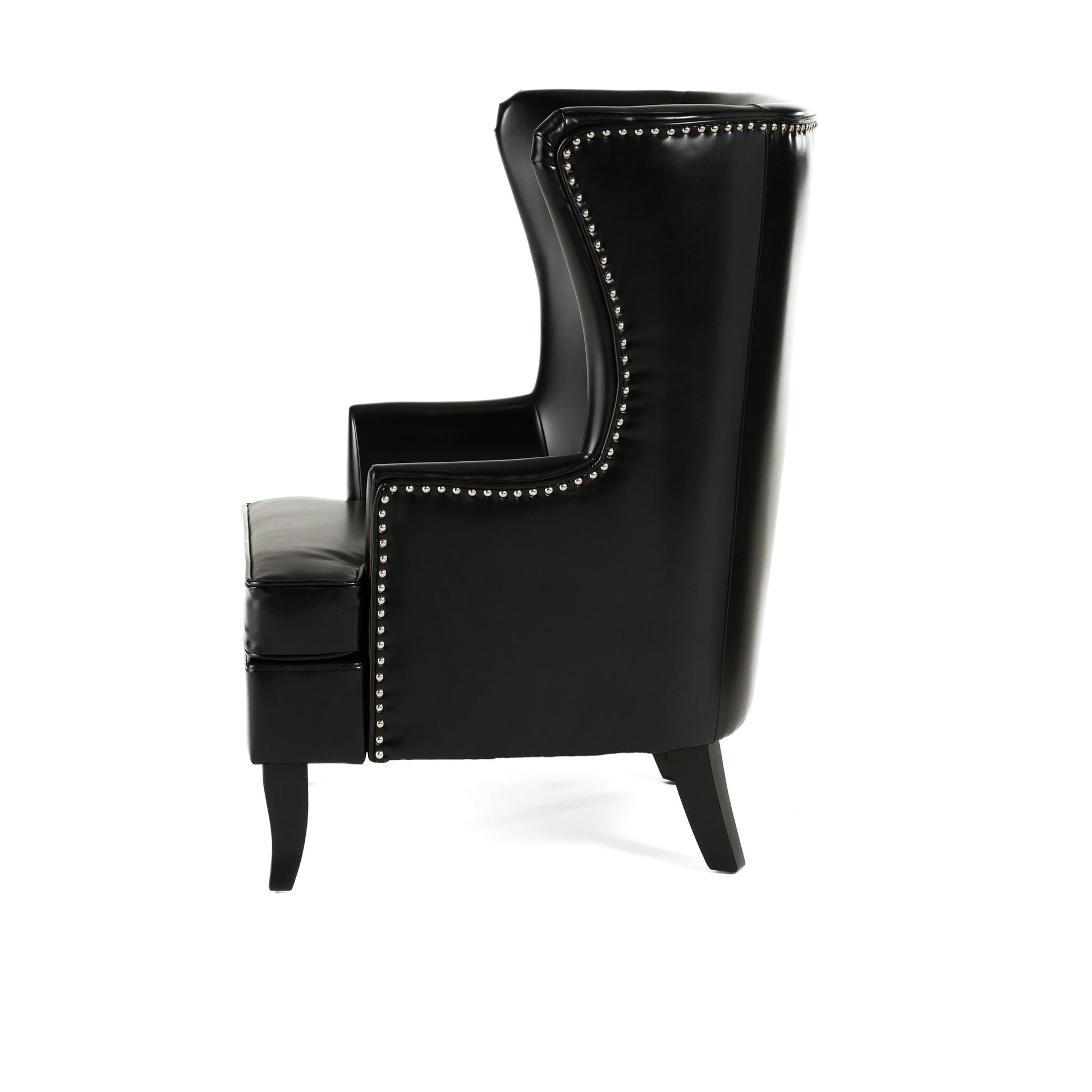 Canterbury Hi Back Wing Chair Black Leather