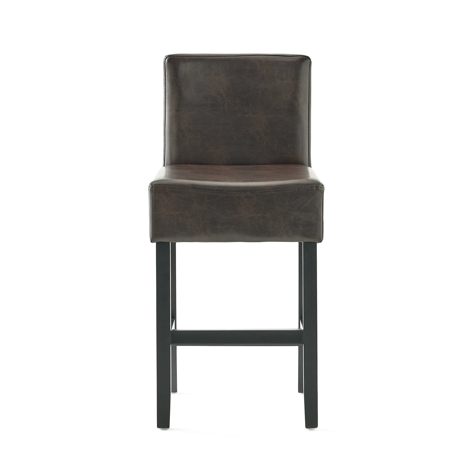 Set Of 2 26" Portman Bonded Leather Counter Height Barstool, Brown Brown Set Of 2 Leather