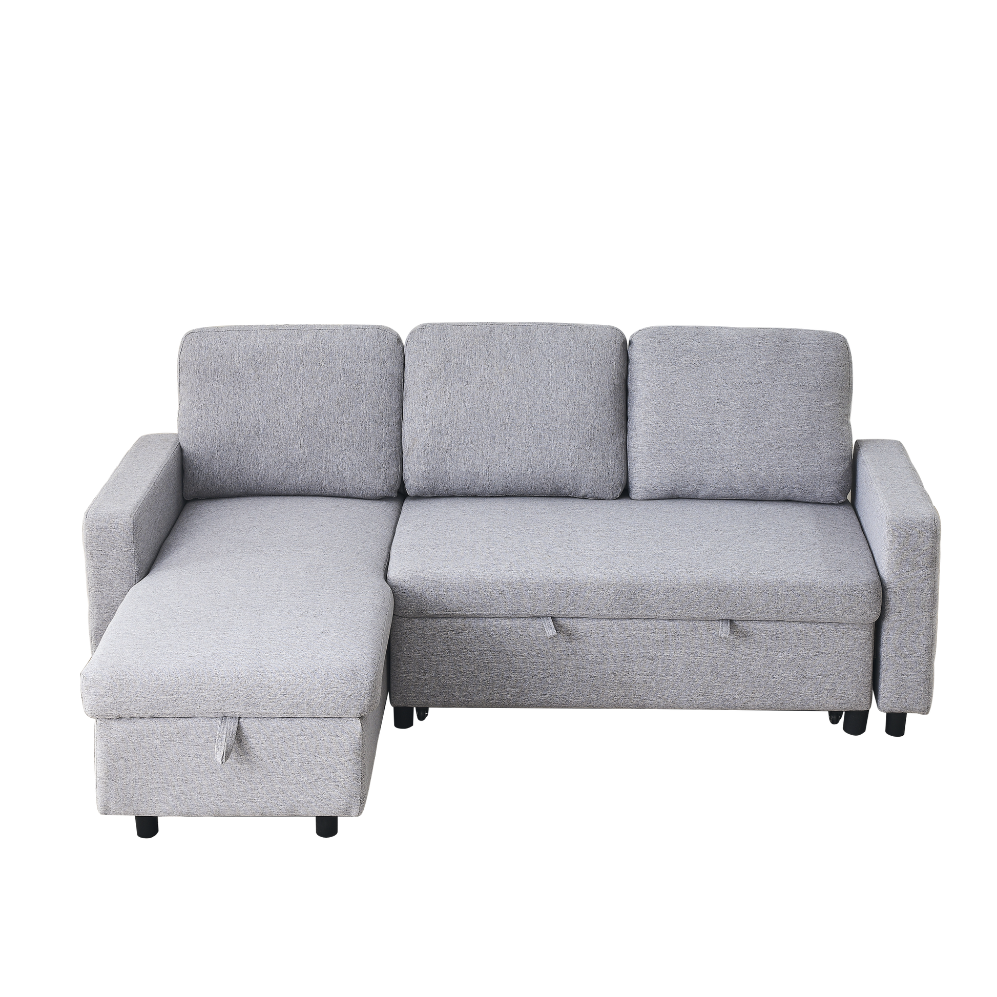 Fx 78.8" Reversible Sleeper Combo Sofa With Pullout Bed, Comfortable Linen L Shaped Combo Sofa Sofa Bed, Living Room Furniture Sets For Tight Spaces Light Gray Linen Wood Primary Living Space Foam Fabric 3 Seat