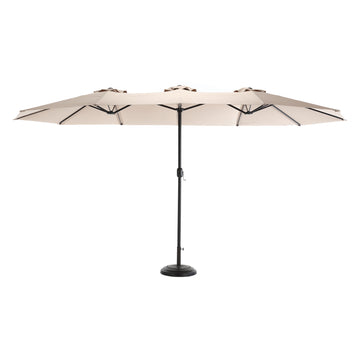 14.8 Ft Double Sided Outdoor Umbrella Rectangular Large With Crank Khaki No Khaki Garden & Outdoor Steel