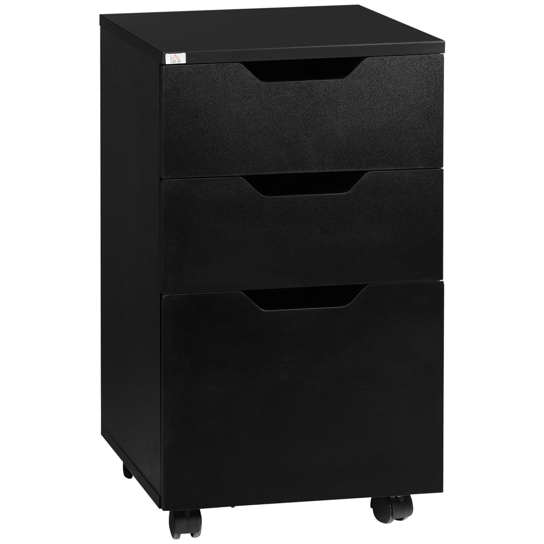 3 Drawer Mobile File Cabinet, Rolling Printer Stand, Vertical Filing Cabinet, Black Black Particle Board