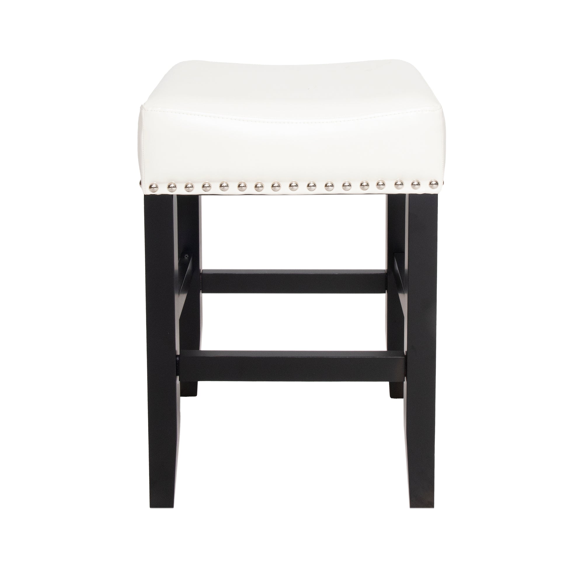 26 Inch Backless Ivory Leather Counter Stool Set Of 2 Ivory Leather