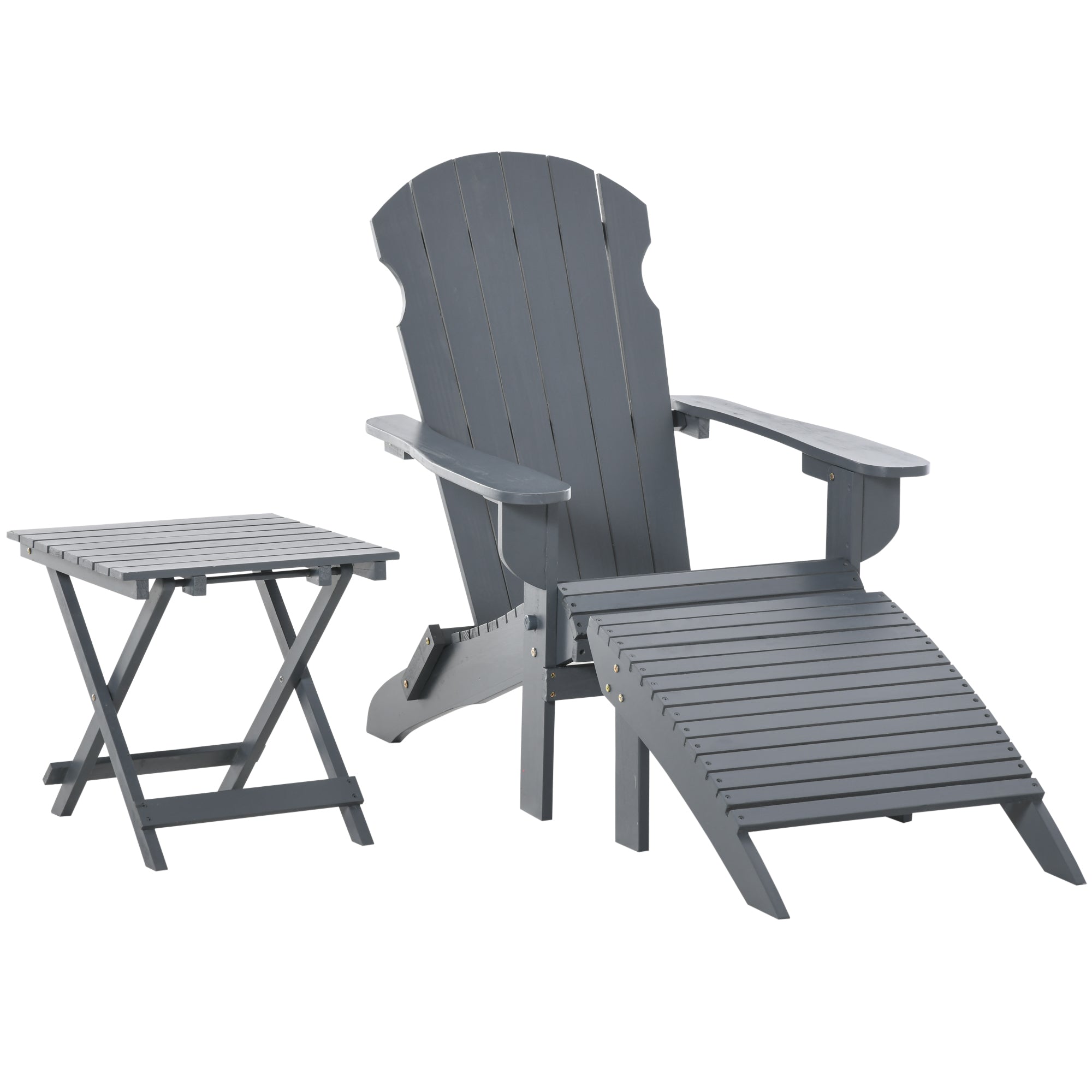 3 Piece Folding Adirondack Chair with Ottoman and