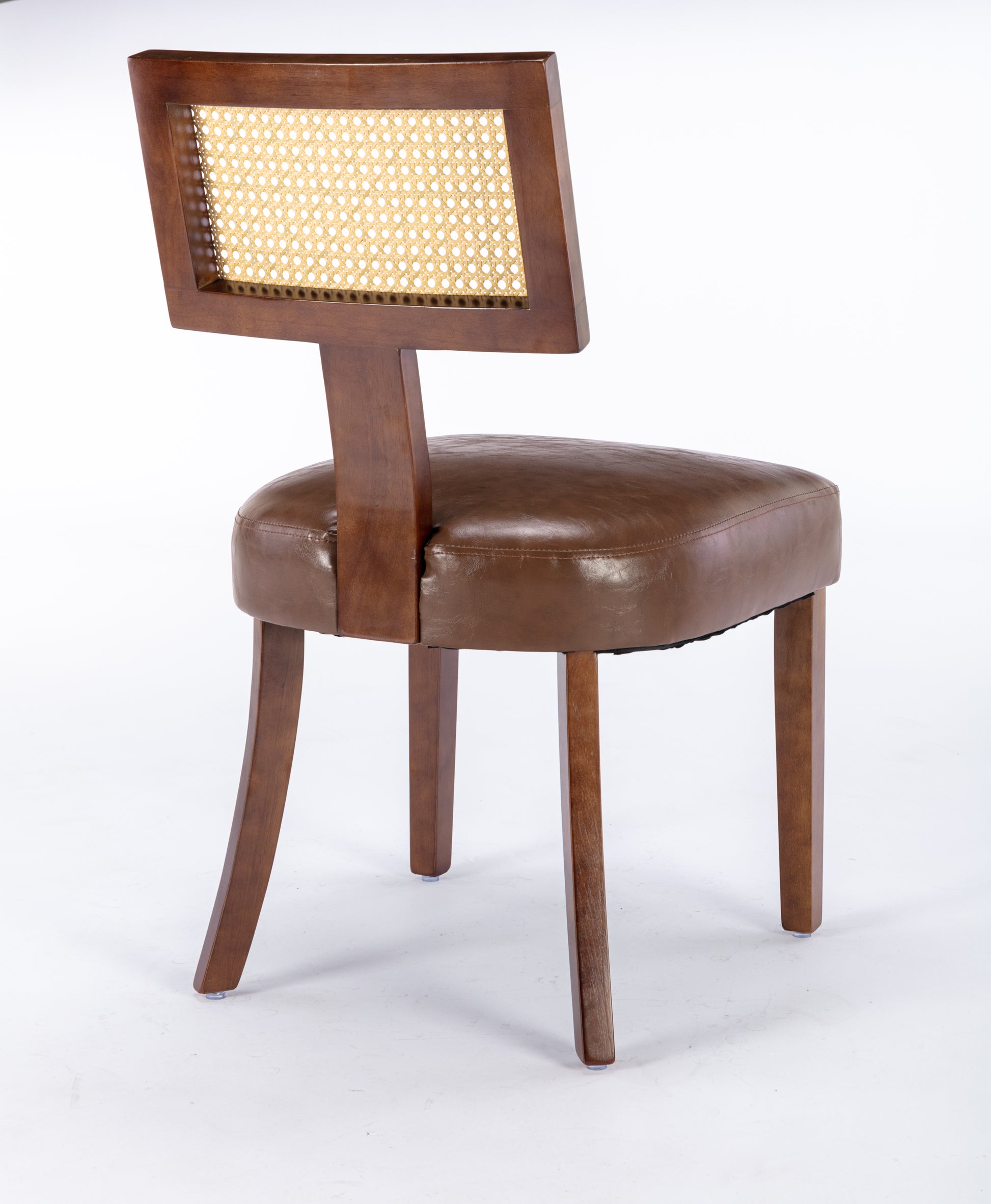 Heng Ming T back imitation rattan dining chair, PU brown-pvc