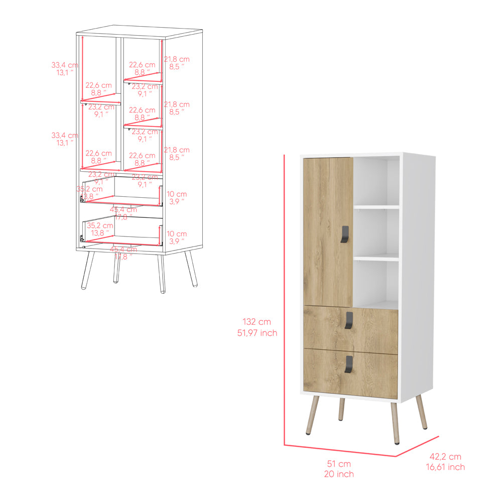 Tall Dresser Magness, Bedroom, White Macadamia Multicolor Particle Board Engineered Wood