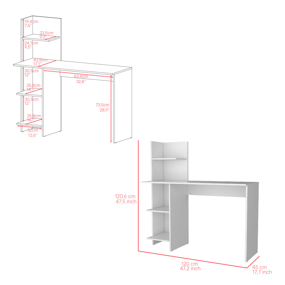 Desk Wichita, Office, White White Particle Board Engineered Wood