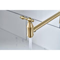 Wall Mount Folding Kitchen Pot Filler Faucet Brushed Gold Brass