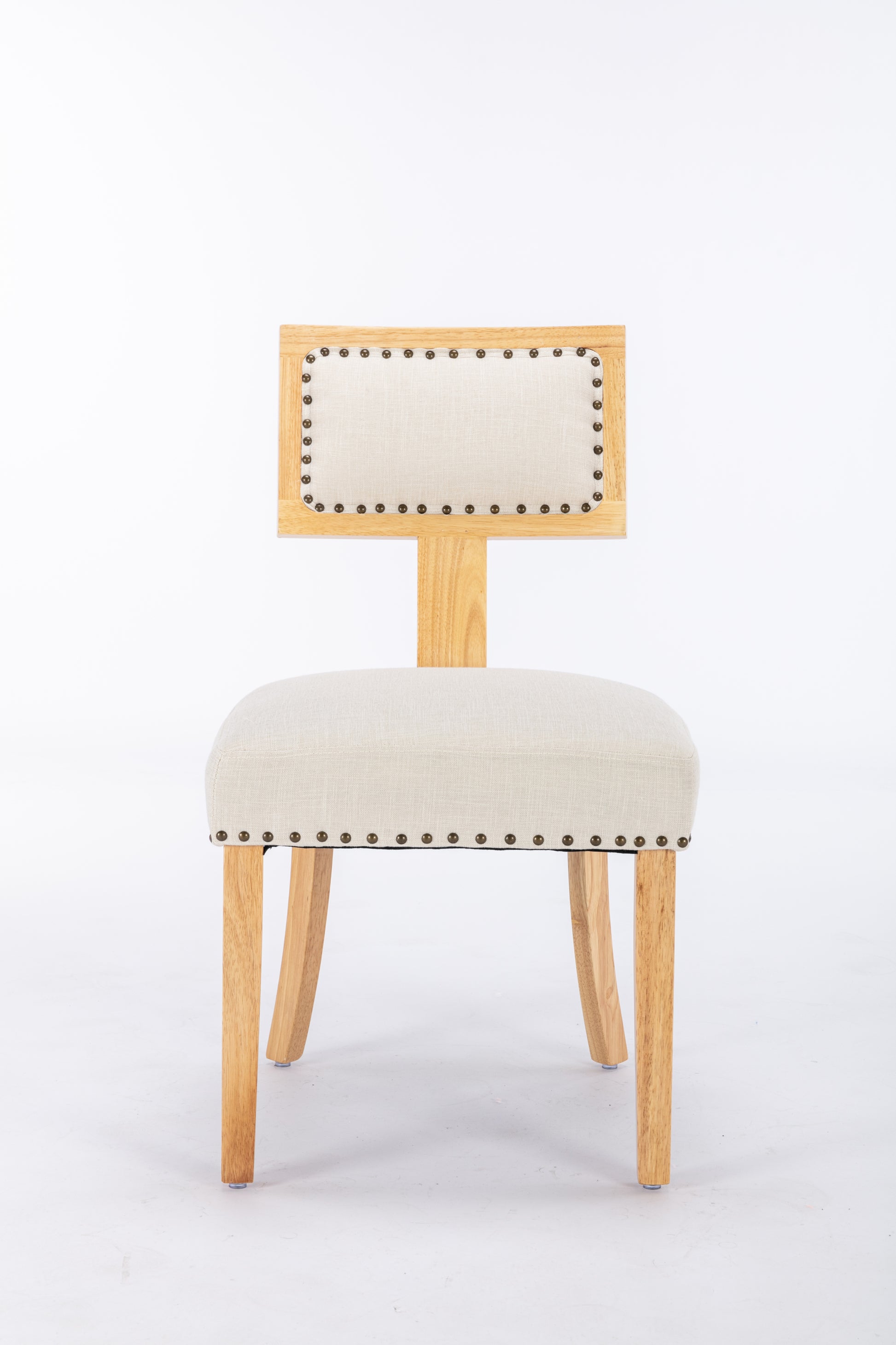 Heng Ming T back dining chair, with rivet decoration beige-fabric