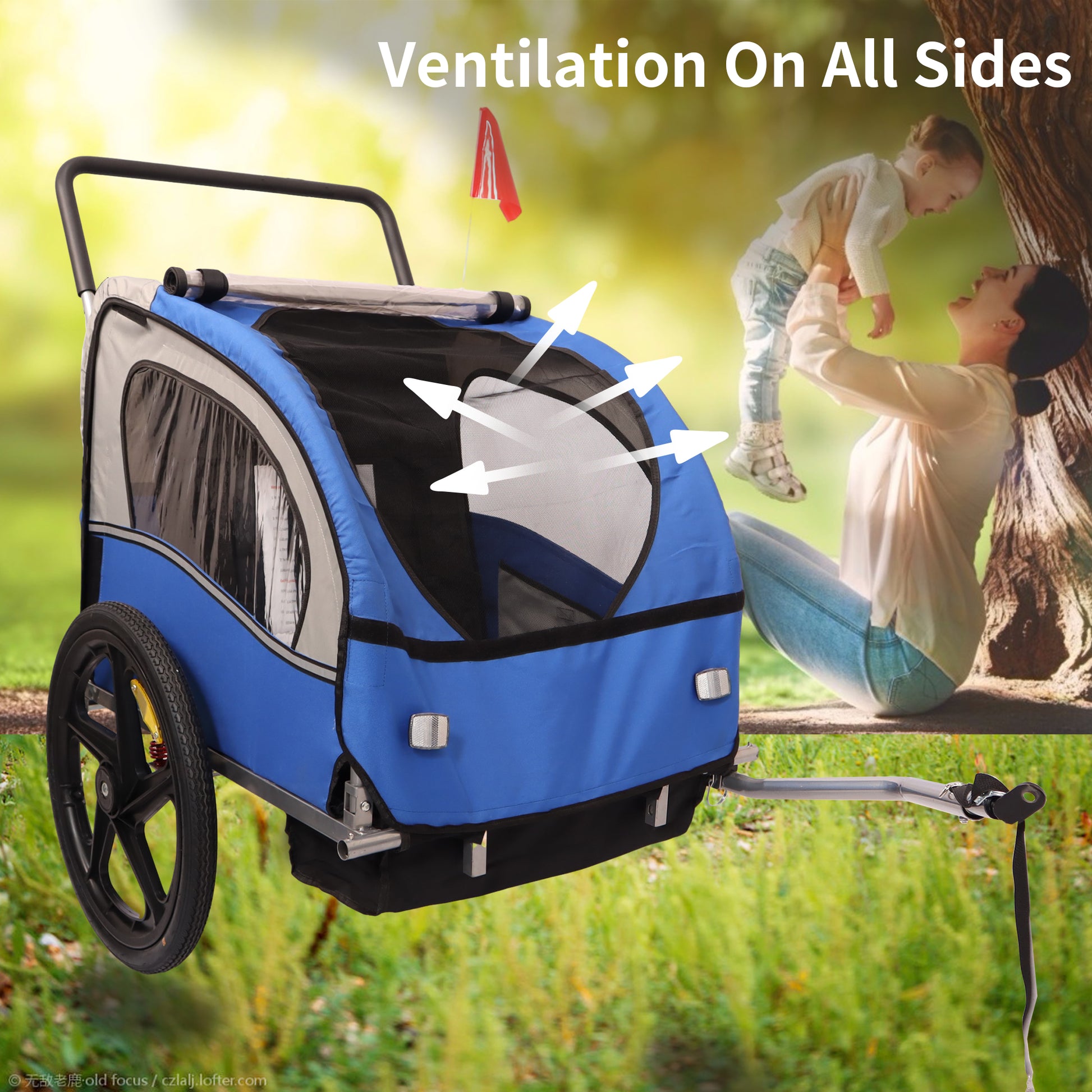 double bike trailer stroller 2 In 1 Double 2 Seat Bicycle Bike Trailer Jogger Stroller For Kids Chi