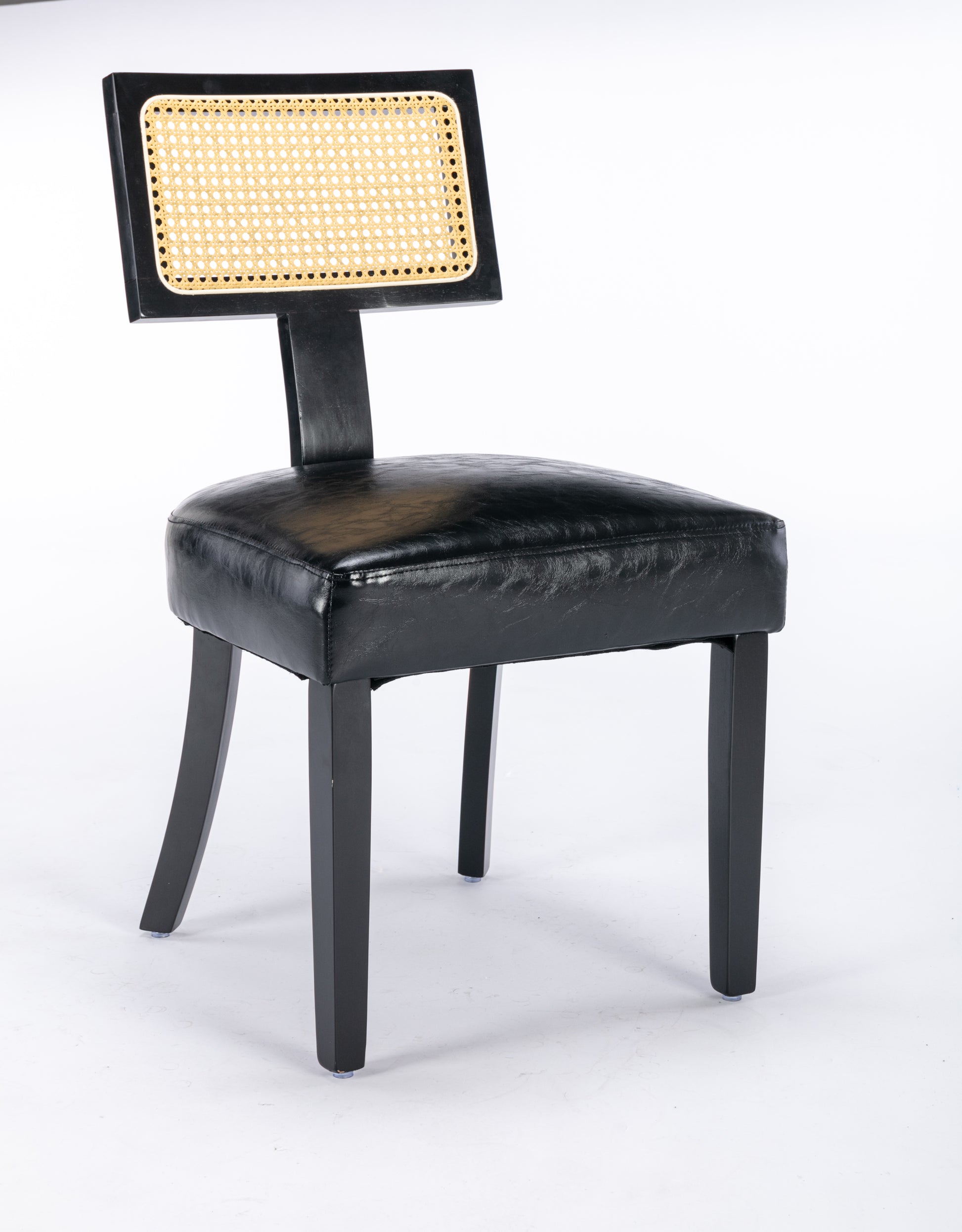 Heng Ming T back imitation rattan dining chair, PU black-pvc