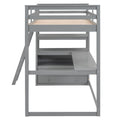 Twin Size Loft Bed With Desk And Shelves, Two Built In Drawers, Gray Old Sku: Gx000423Aae Box Spring Not Required Twin Gray Wood Bedroom Pine