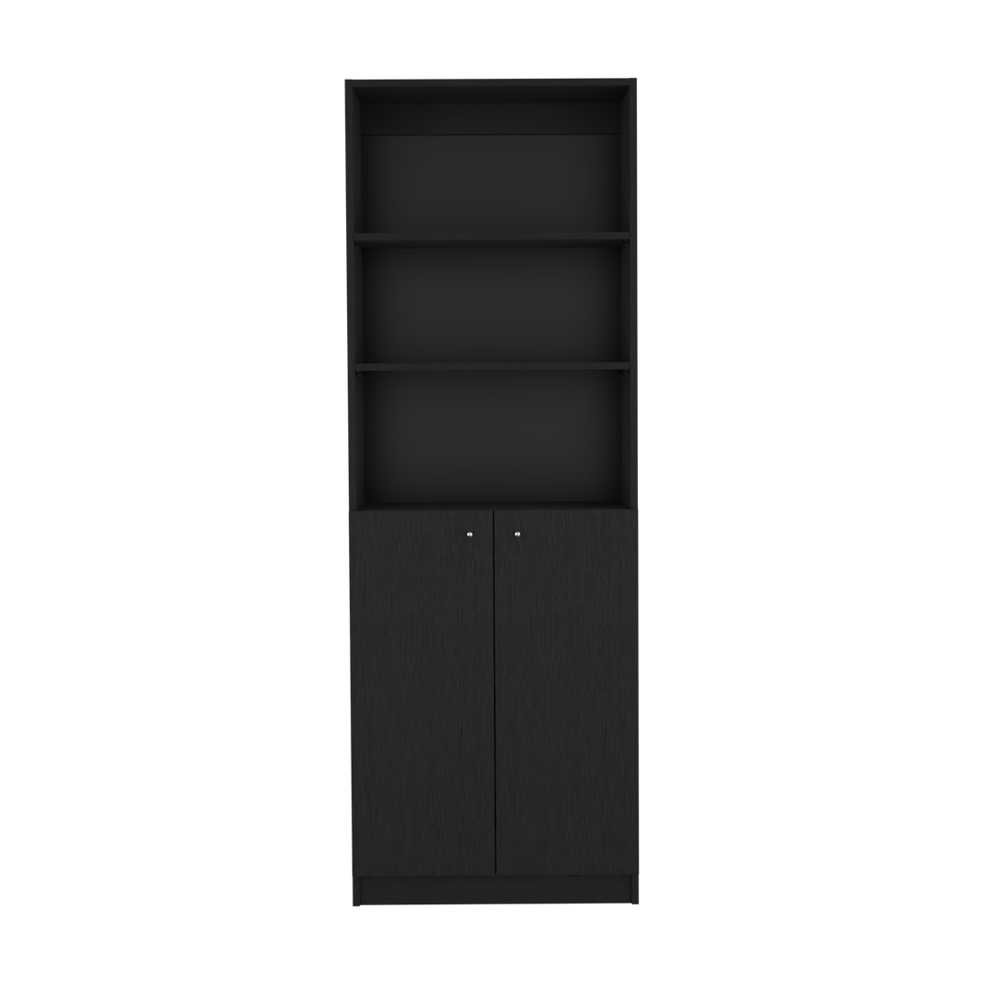 Bookcase Dual Door Benzoni, Office, Black Black Particle Board Engineered Wood