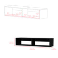 Floating Tv Stand Shelley, Living Room, Black Black 60 69 Inches Particle Board Engineered Wood