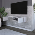 Floating Tv Stand Watson, Living Room, White White 50 59 Inches Particle Board Engineered Wood