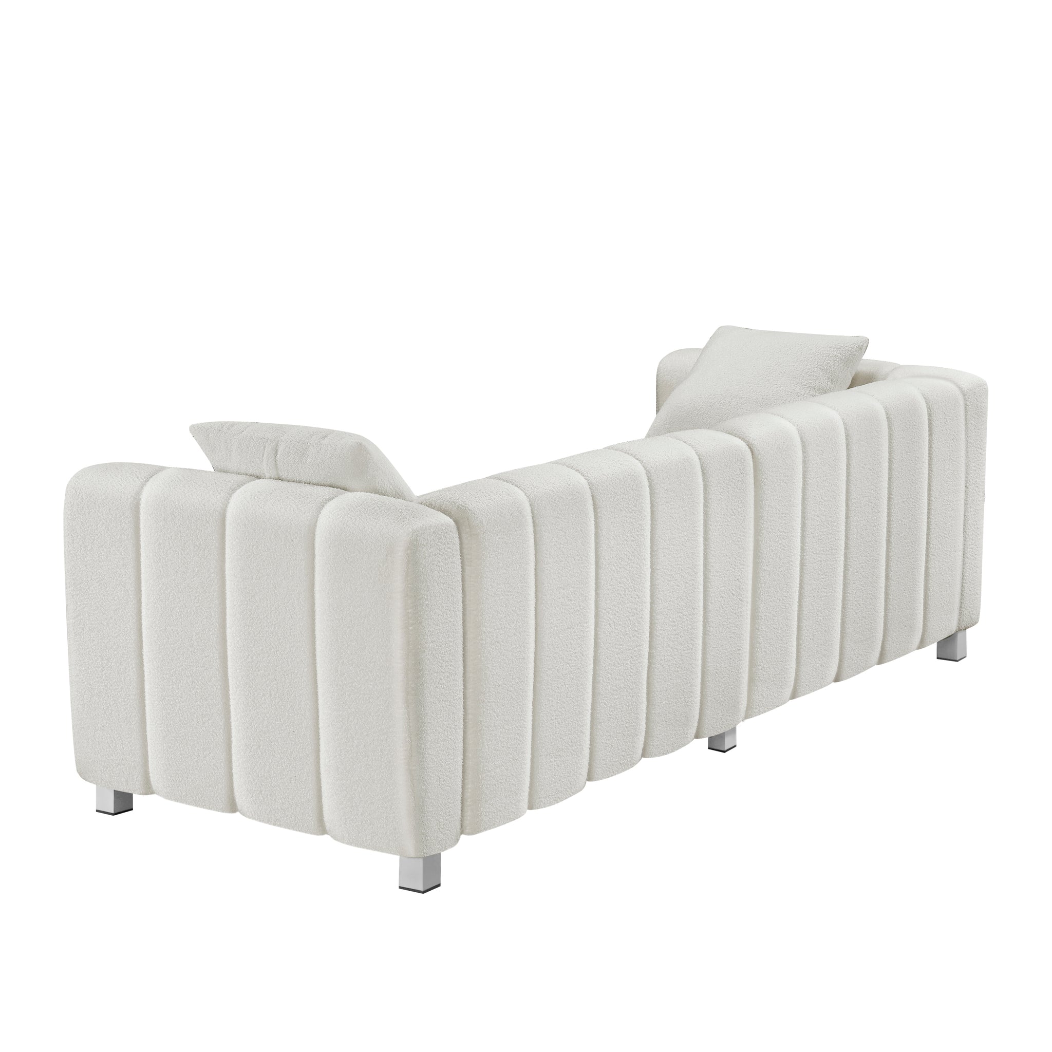82*30" Modern Teddy Velvet Sofa,2 3 Seat Mid Century white-teddy