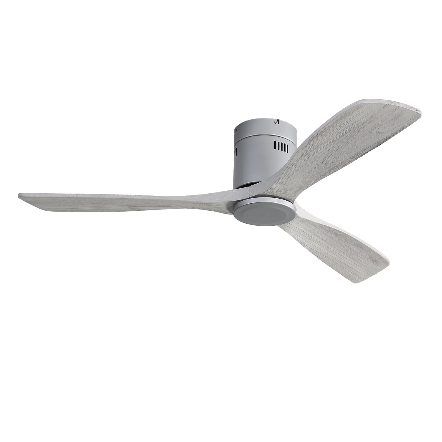 52 Inch Indoor Wood Ceiling Fan With 3 Solid Wood silver-metal & wood