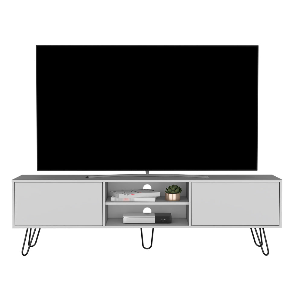 Tv Stand Franklin, Living Room, White White 50 59 Inches Particle Board Engineered Wood