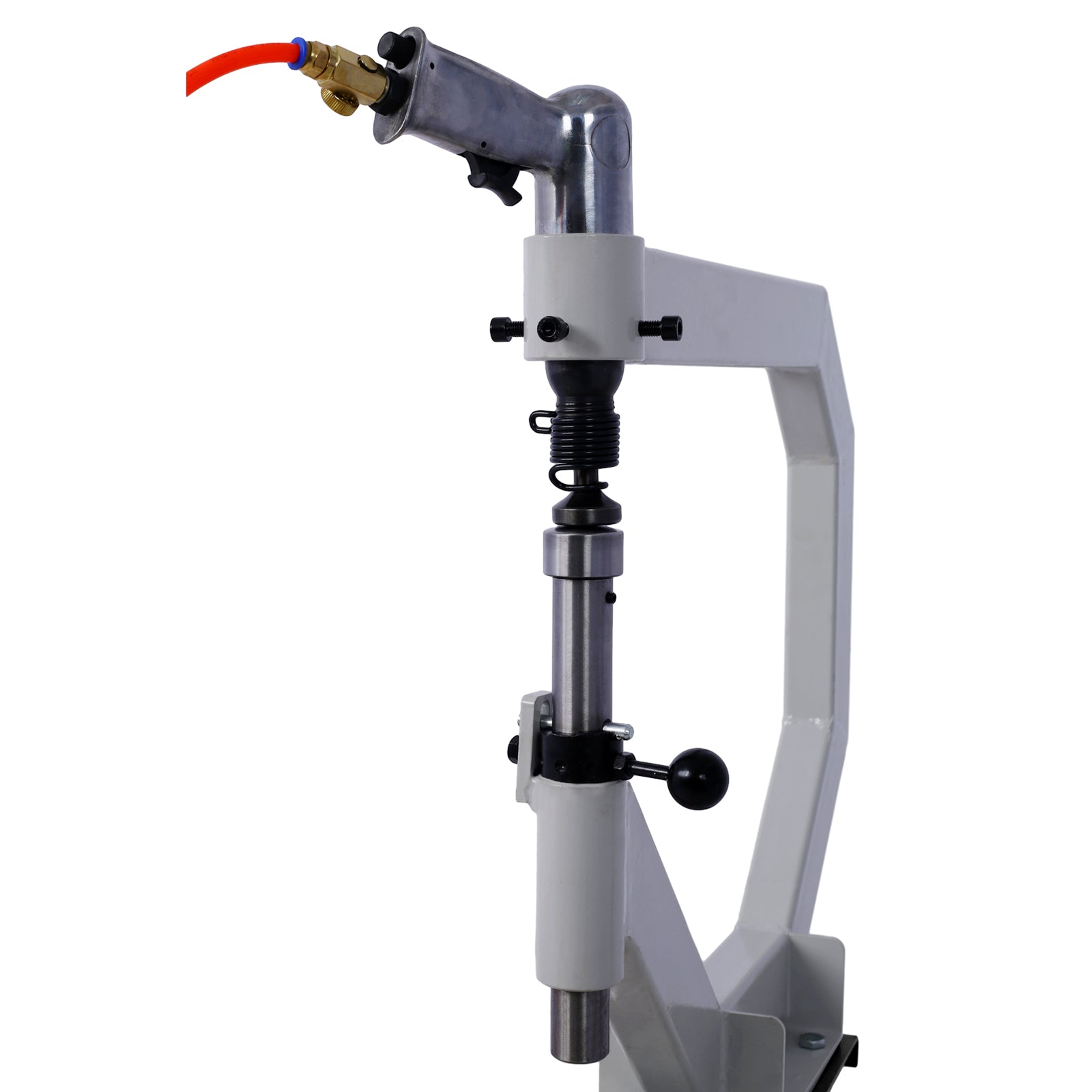 Pneumatic Planishing Hammer, 19.6" Throat Power Hammer Blacksmithing, Planishing Hammer With Steel Frame Stand And Foot Pedal, For Metal Fabrication & Car Restoration Black Gray Metal