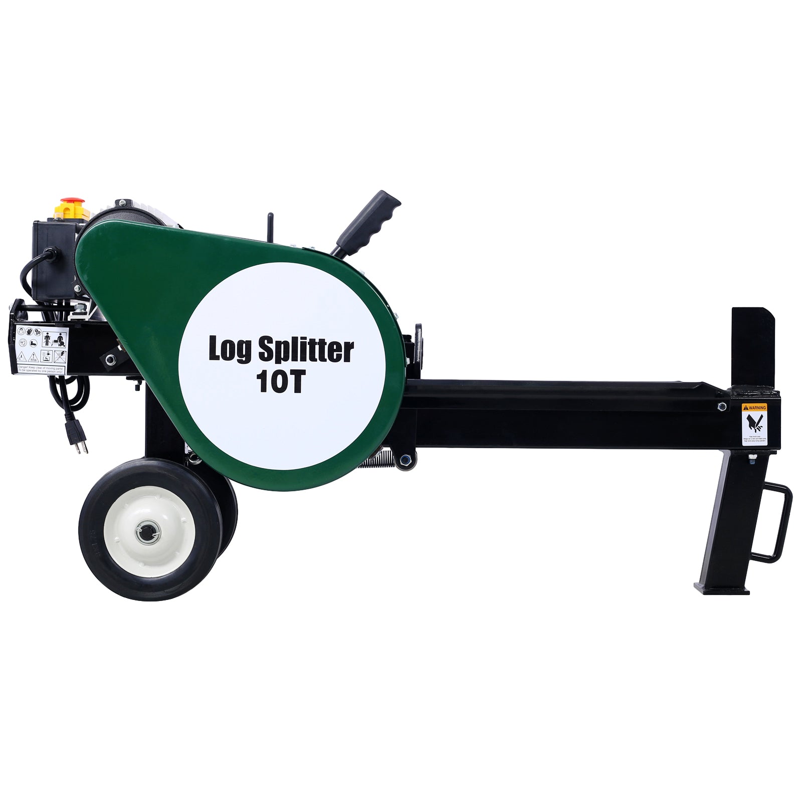 Double Flywheel Electric Log Splitter Log Splitter Electric Portable 10 Ton Hotizontal 2Hp 16A Electric Firewood Splitting Machine Green Steel