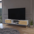 Tv Stand A Magness, Living Room, White Macadamia Multicolor 50 59 Inches Particle Board Engineered Wood