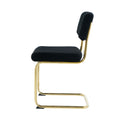 Modern Simple Light Luxury Dining Black Chair Home Bedroom Stool Back Dressing Chair Student Desk Chair Gold Metal Legs Set Of 2 Black Teddy