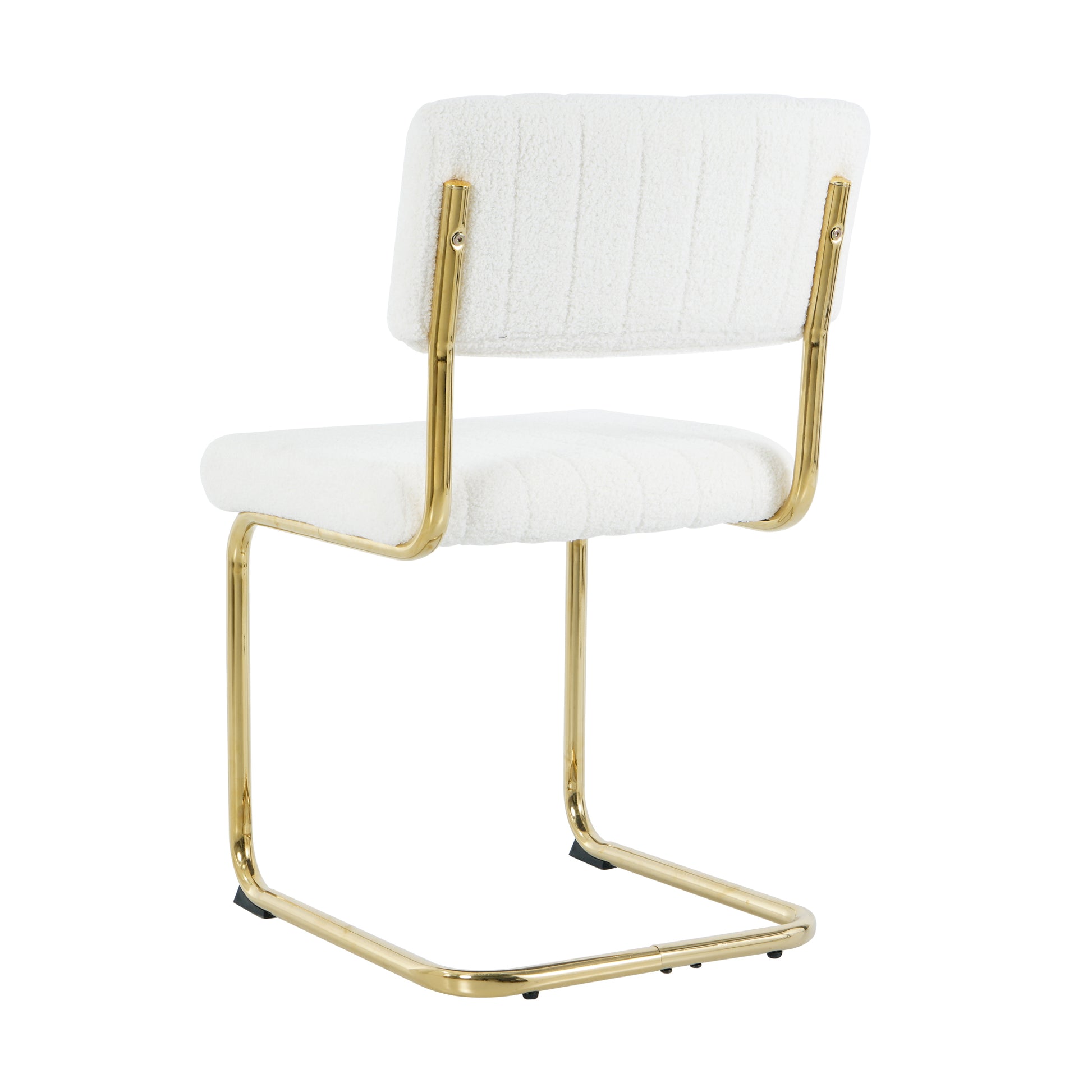 Modern Simple Light Luxury Dining White Chair Home Bedroom Stool Back Dressing Chair Student Desk Chair Gold Metal Legs Set Of 2 Metal White Teddy