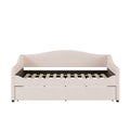 Teddy Fleece Full Size Upholstered Daybed With Light And Trundle, Beige Full Beige Fleece