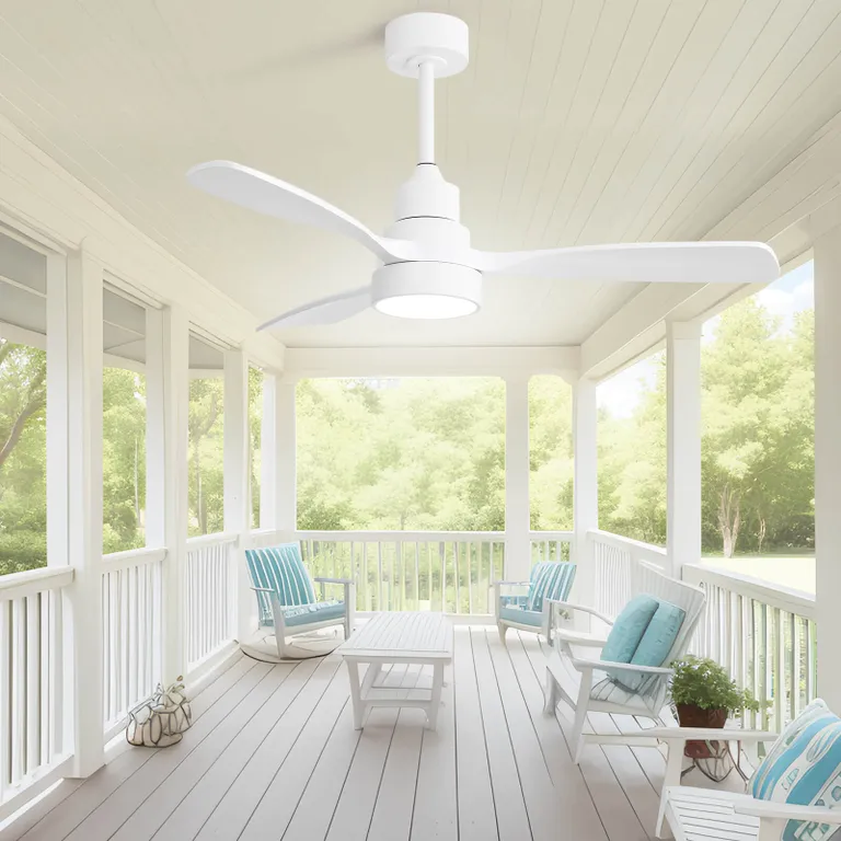 48 Inch Indoor Wood Ceiling Fan With 3 Solid Wood white-metal & wood