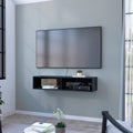 Floating Tv Stand Shelley, Living Room, Black Black 60 69 Inches Particle Board Engineered Wood