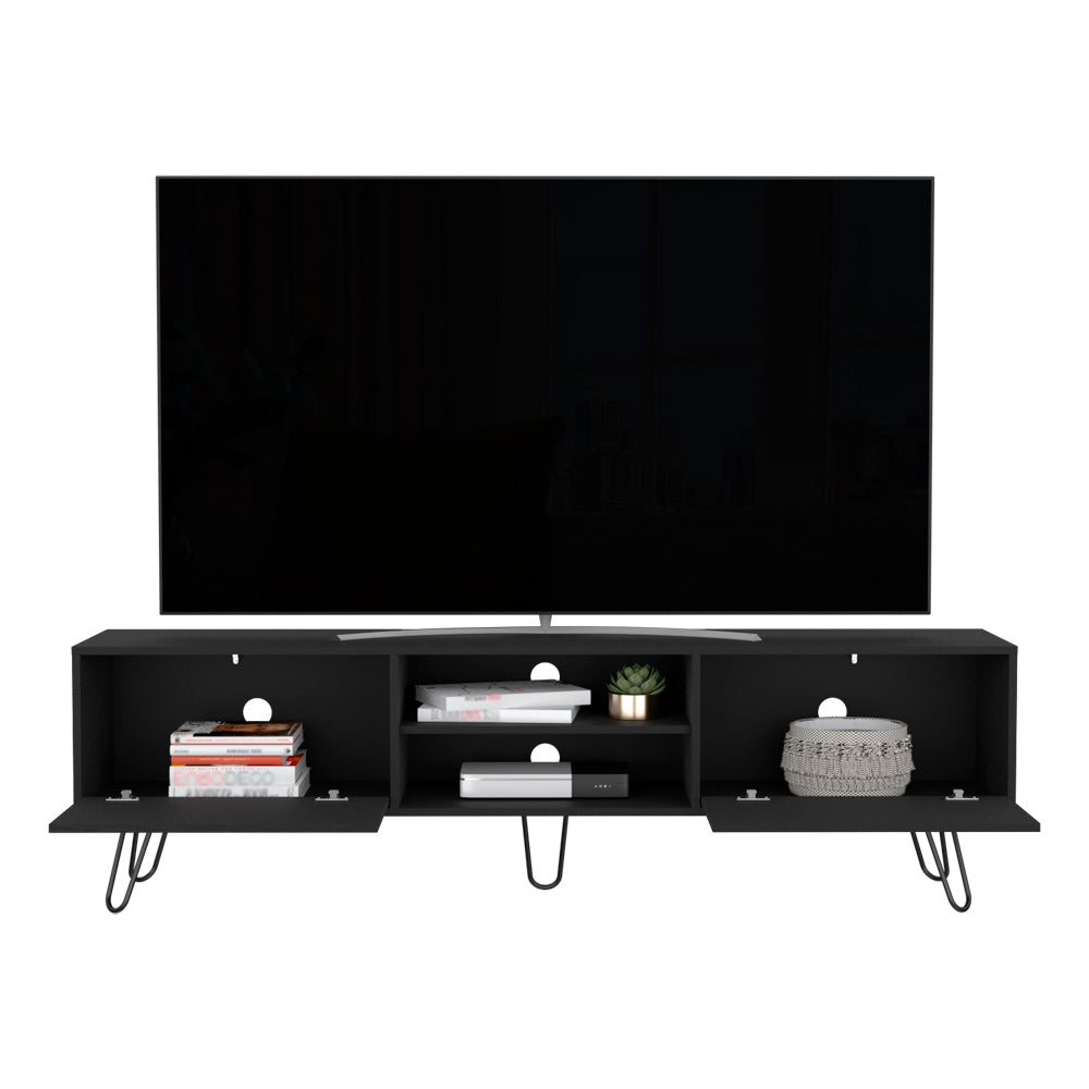 Tv Stand Franklin, Living Room, Black Black 50 59 Inches Particle Board Engineered Wood