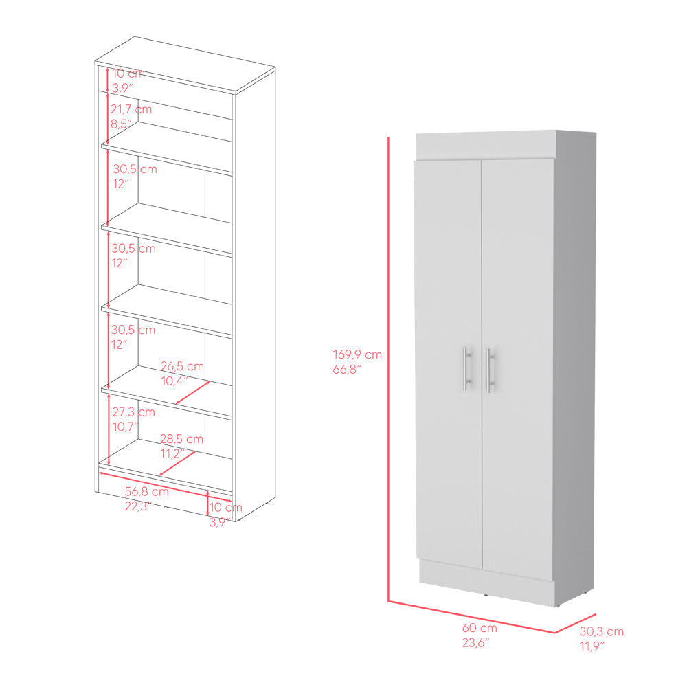 Pantry Cabinet Clinton, Kitchen, White White Particle Board Engineered Wood