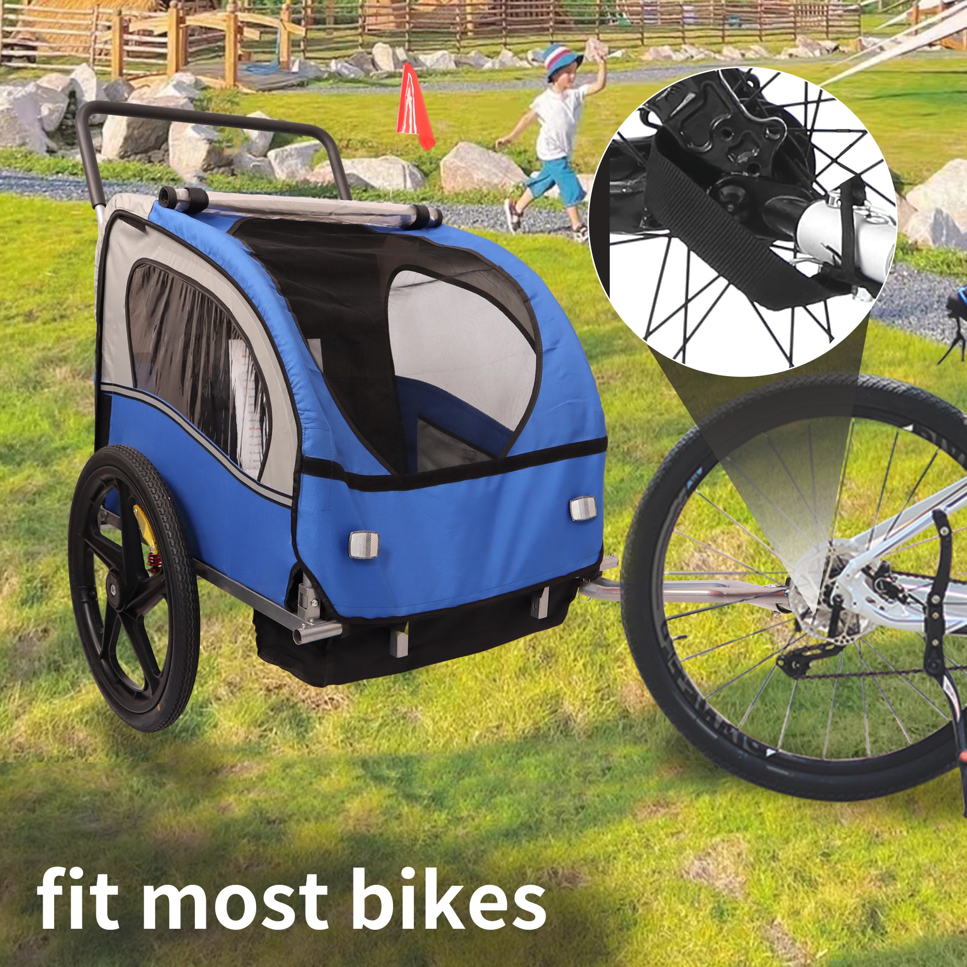 bicycle trailer and jogging stroller 2 In 1 Double 2 Seat Bicycle Bike Trailer Jogger Stroller For Kids Chi