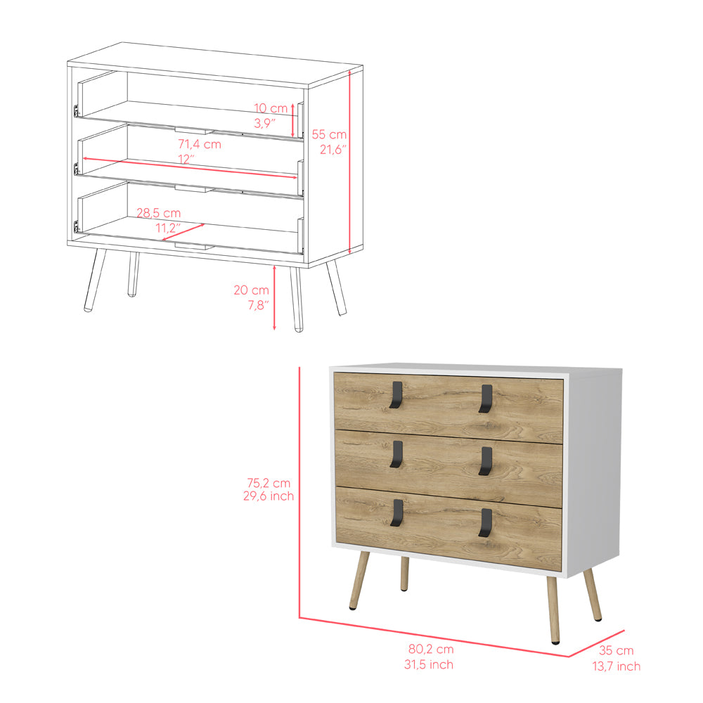 Dresser Magness, Bedroom, White Macadamia Multicolor Particle Board Engineered Wood