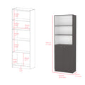 Bookcase Dual Door Benzoni, Office, Matt Gray White Multicolor Particle Board Engineered Wood