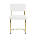 Modern Simple Light Luxury Dining White Chair Home Bedroom Stool Back Dressing Chair Student Desk Chair Gold Metal Legs Set Of 2 Metal White Teddy