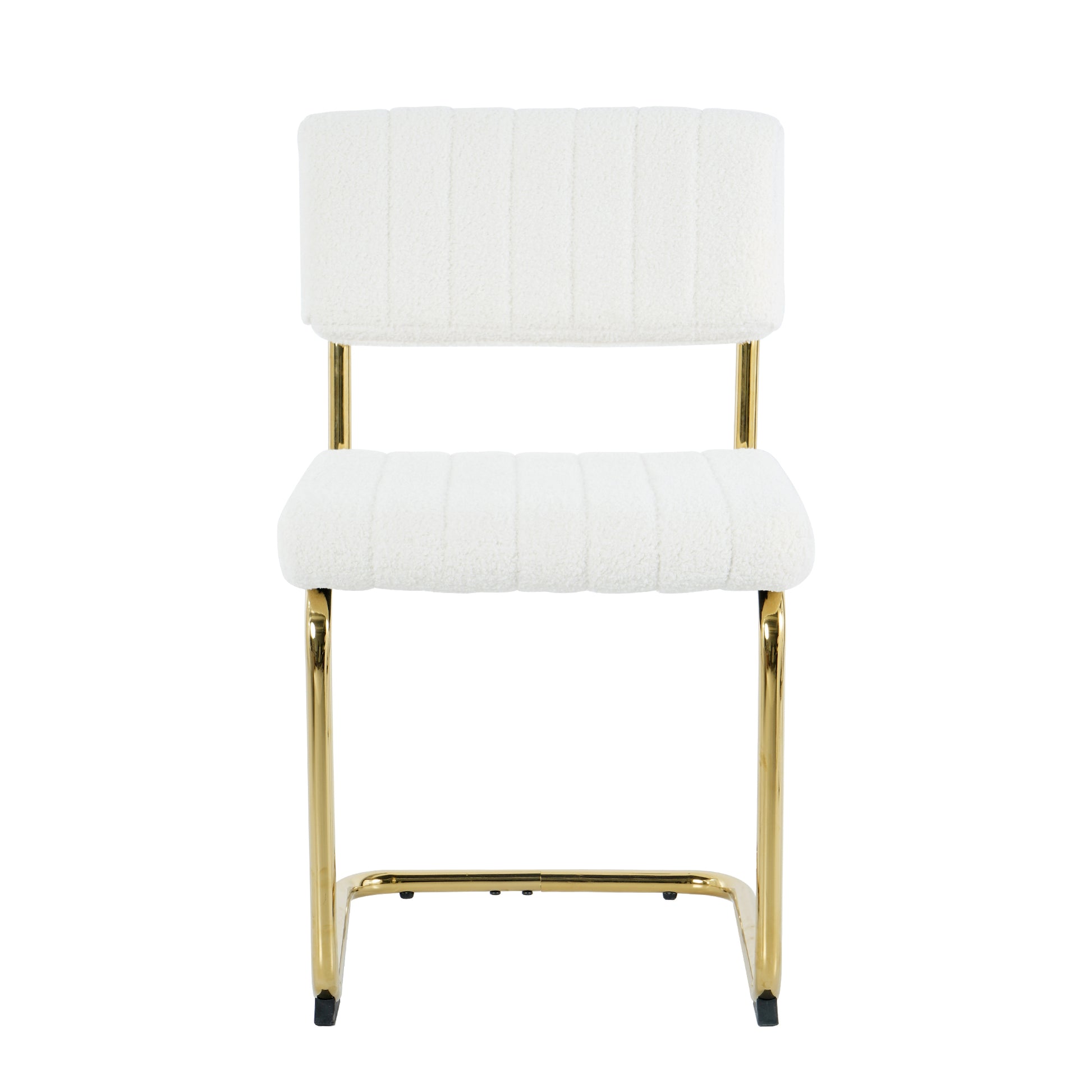 Modern Simple Light Luxury Dining White Chair Home Bedroom Stool Back Dressing Chair Student Desk Chair Gold Metal Legs Set Of 2 Metal White Teddy