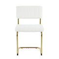 Modern Simple Light Luxury Dining White Chair Home Bedroom Stool Back Dressing Chair Student Desk Chair Gold Metal Legs Set Of 4 Metal White Teddy