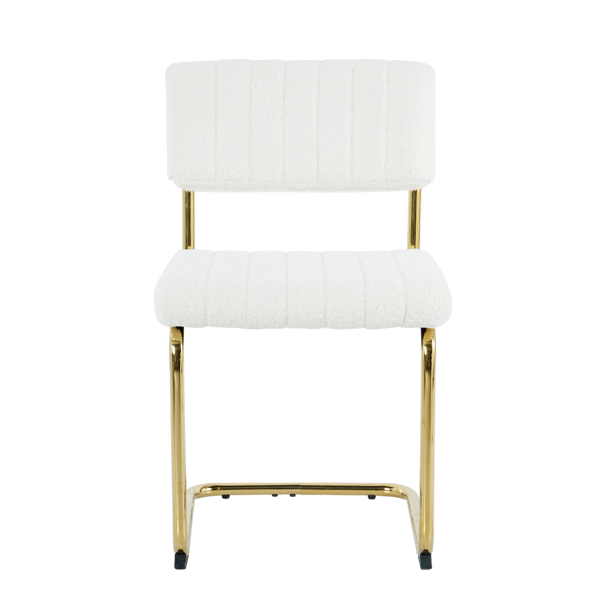Modern Simple Light Luxury Dining White Chair Home Bedroom Stool Back Dressing Chair Student Desk Chair Gold Metal Legs Set Of 4 Metal White Teddy