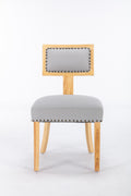 Heng Ming T back dining chair, with rivet decoration light gray-fabric