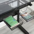 hand crank adjustable drafting table drawing desk with black-tempered glass+sheet metal+plastic