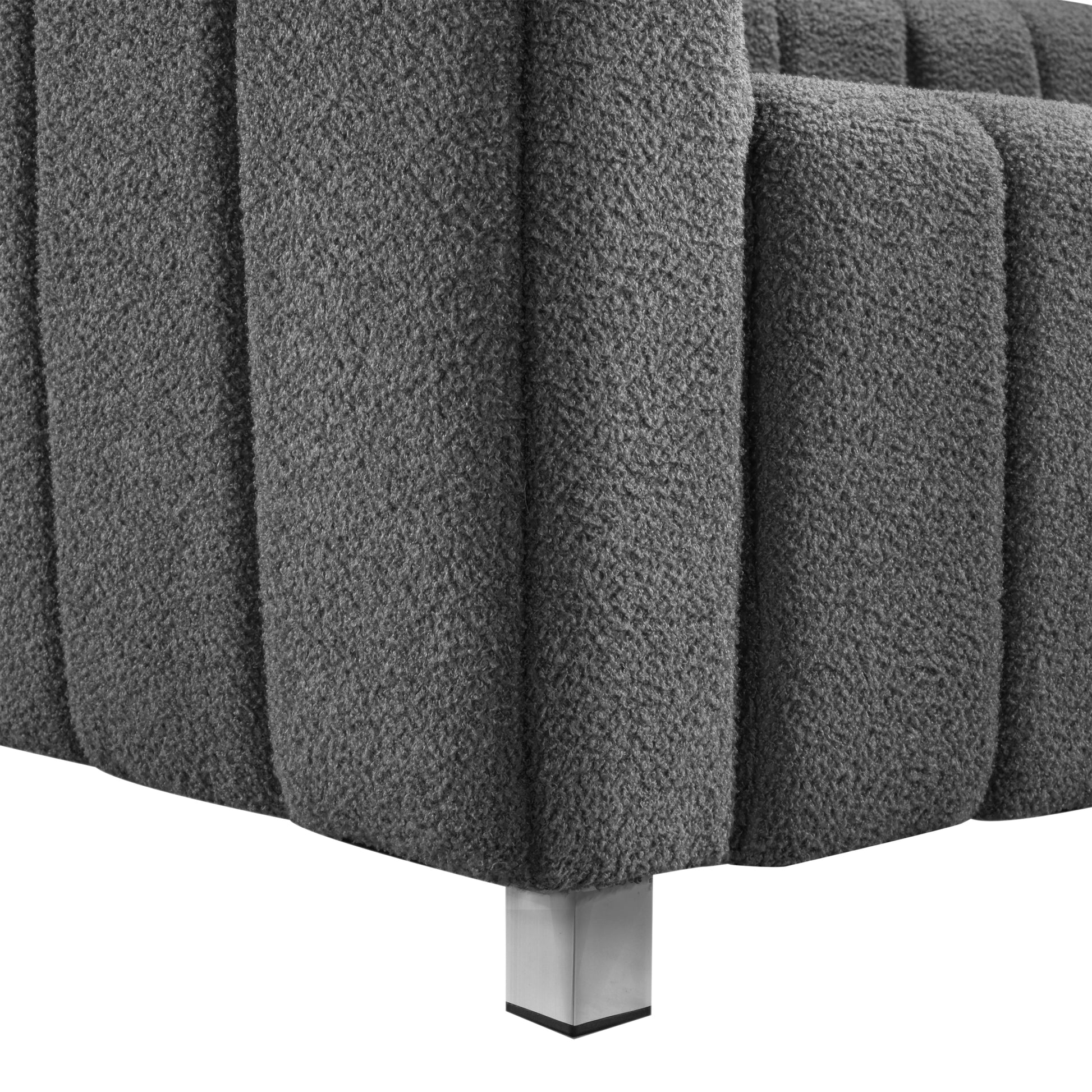 82*30" Modern Teddy Velvet Sofa,2 3 Seat Mid Century Indoor Couch, Exquisite Upholstered Loveseat With Striped Decoration For Living Room,Bedroom,Apartment,2 Colors 2 Pillows Gray Teddy