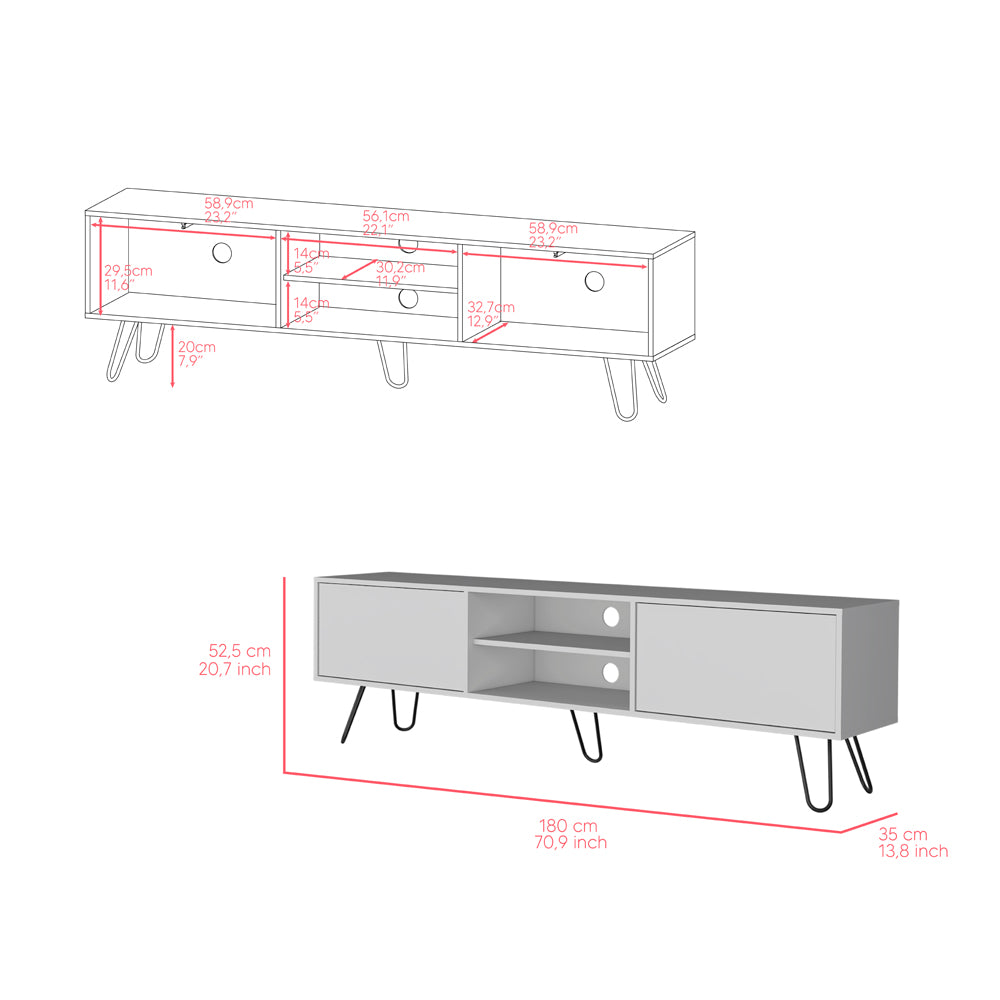 Tv Stand Franklin, Living Room, White White 50 59 Inches Particle Board Engineered Wood