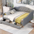 Full Size Vintage Upholstery Daybed With Two Large Storage Drawers, Gray Gray Upholstered