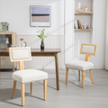 Heng Ming T back dining chair, with rivet decoration beige-fabric