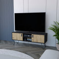 Tv Stand B Magness, Living Room, Black Macadamia Multicolor 50 59 Inches Particle Board Engineered Wood